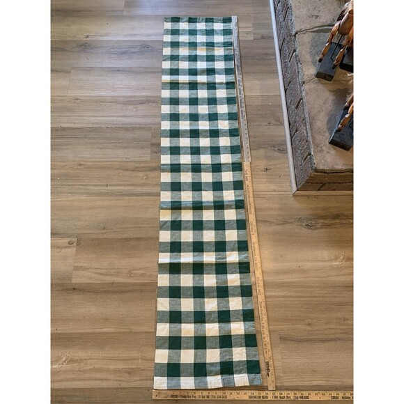 Country Plaid Valance green & off white 15" x 72” (100% cotton) checkered - Picture 2 of 11